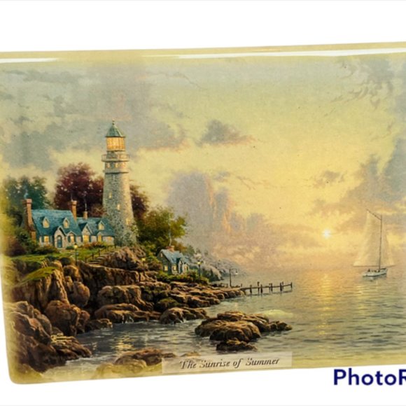 Thomas Kinkade Plaque Sign Wall Plate Bradford Exchange Sunrise Summer Sea COA - Picture 1 of 4